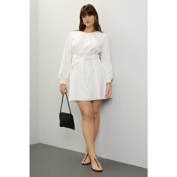 Michael Kors Dresses & Skirts - Michael Kors White Linen Tie Front Dress Size M with Zipper Chipping